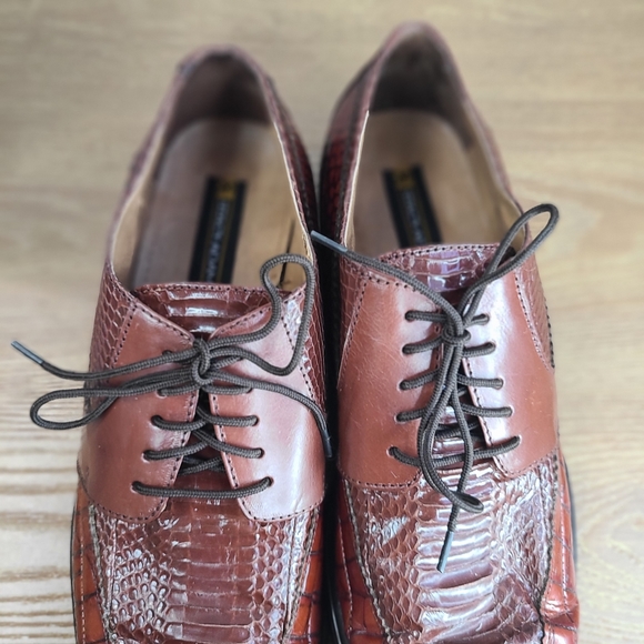 (0000) Stacy Adams Men's Classic Oxford Snake Skin Dress Shoes, Sz 10.5  Brown - Picture 10 of 16